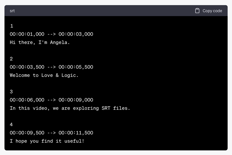 Demystifying SRT Files: A guide for clients 1 An example of an SRT file
