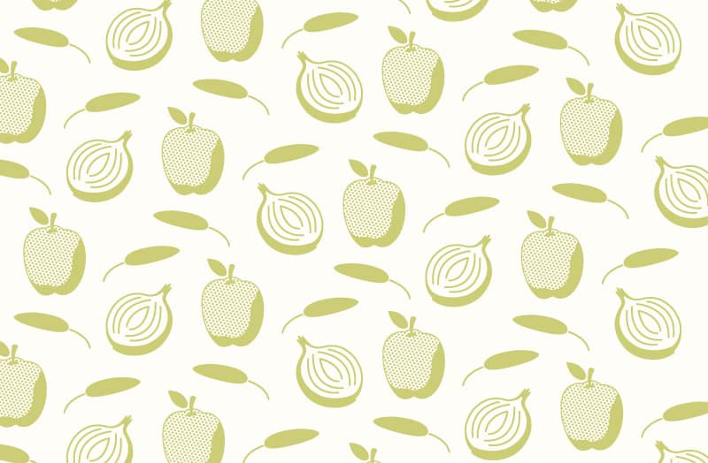 Brand pattern using the ingredients illustrations for the Apple, Sage and onion Rub in a repeating fashion.